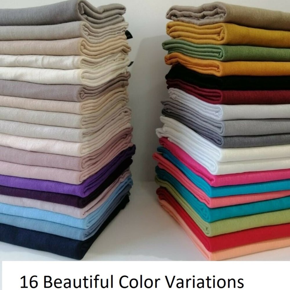 Jersey Cotton Solid Hijab Scarf Long Muslim Shawl Stretchy Soft Turban Wrap